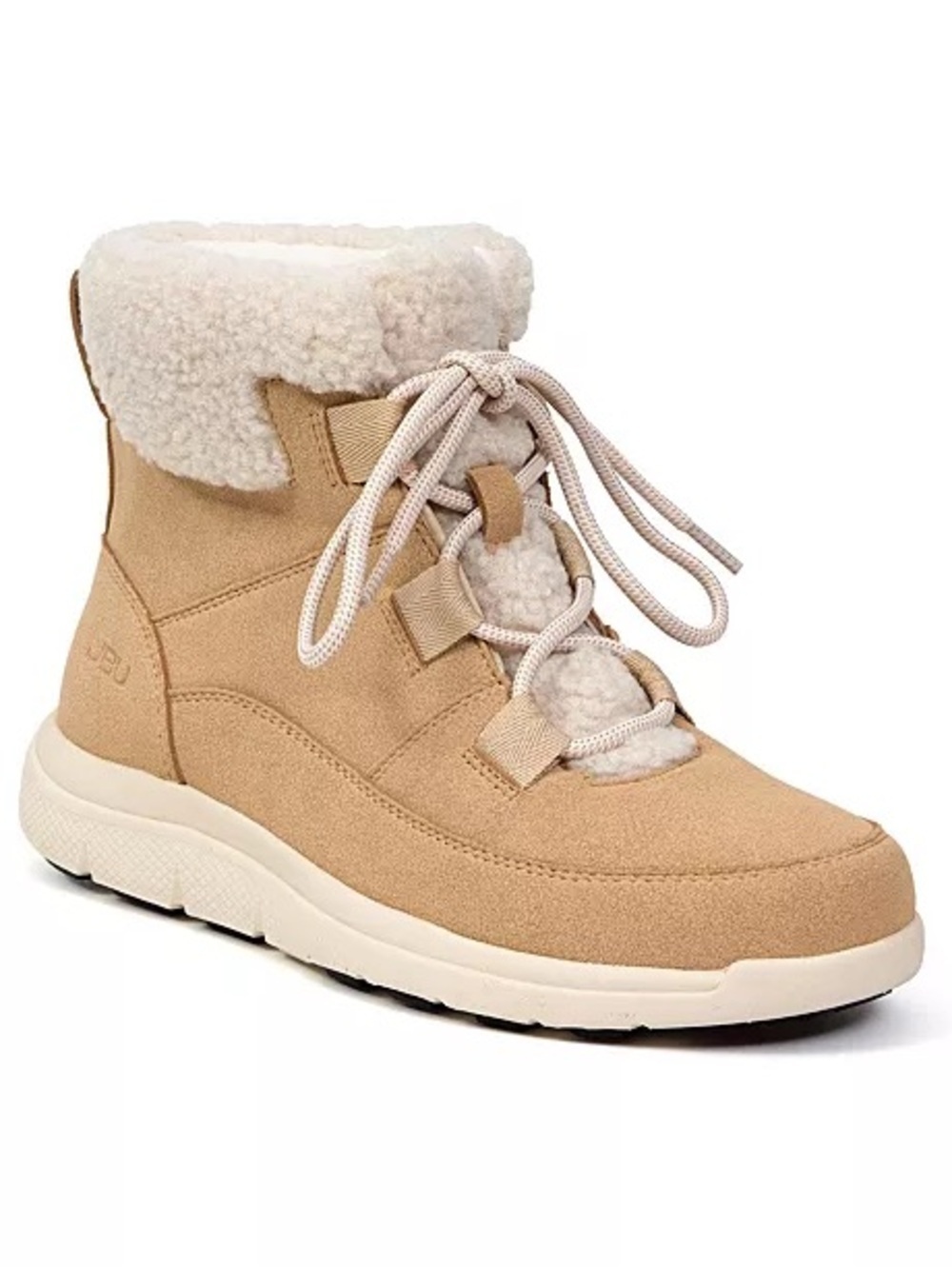 JBU Beige Suede-Look Sherpa Lace-Up Winter Boot